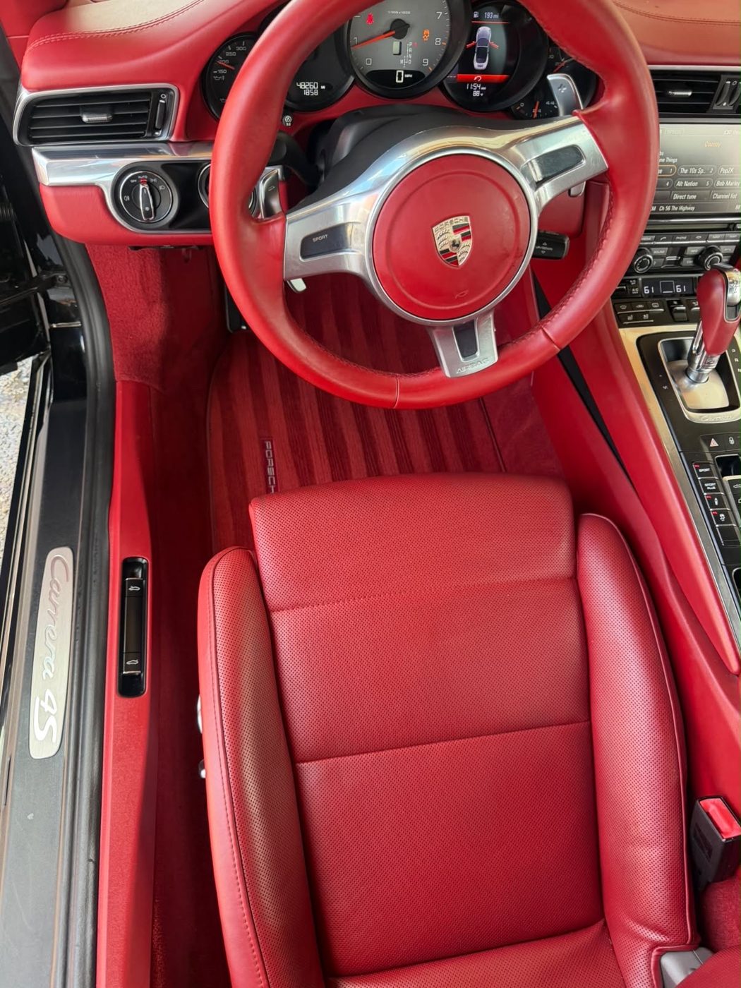 Porsche red cockpit detail