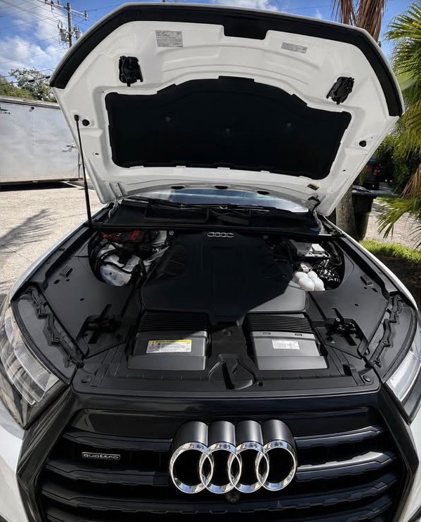 Audi engine bay after detailing